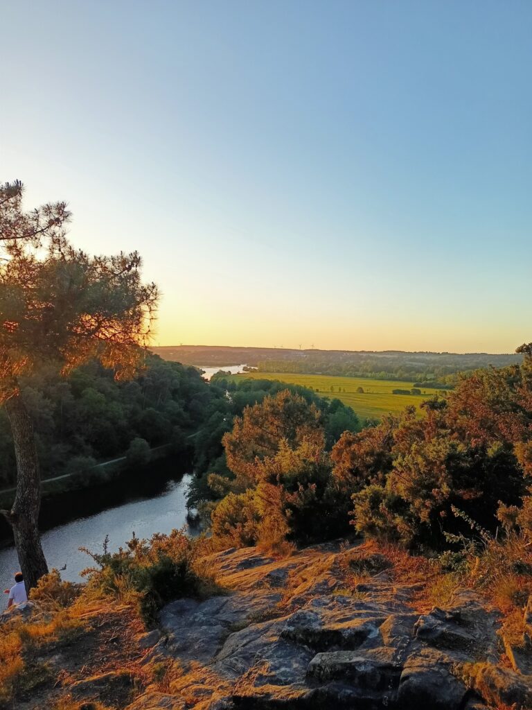 Vue de la Roche île aux Pies escalade Redon